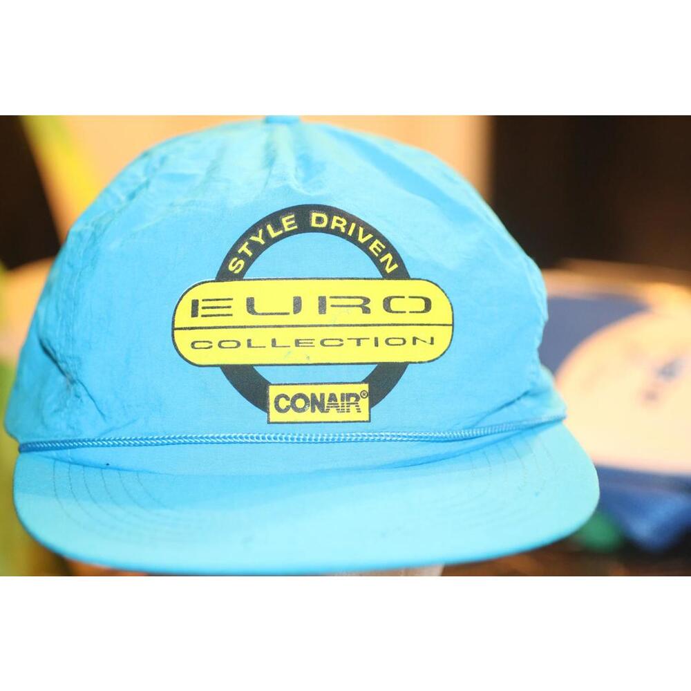 Vtg CONAIR Hat-Euro Collection Style Driven-Bright Blue-Rope Bill-Snapback-Cap